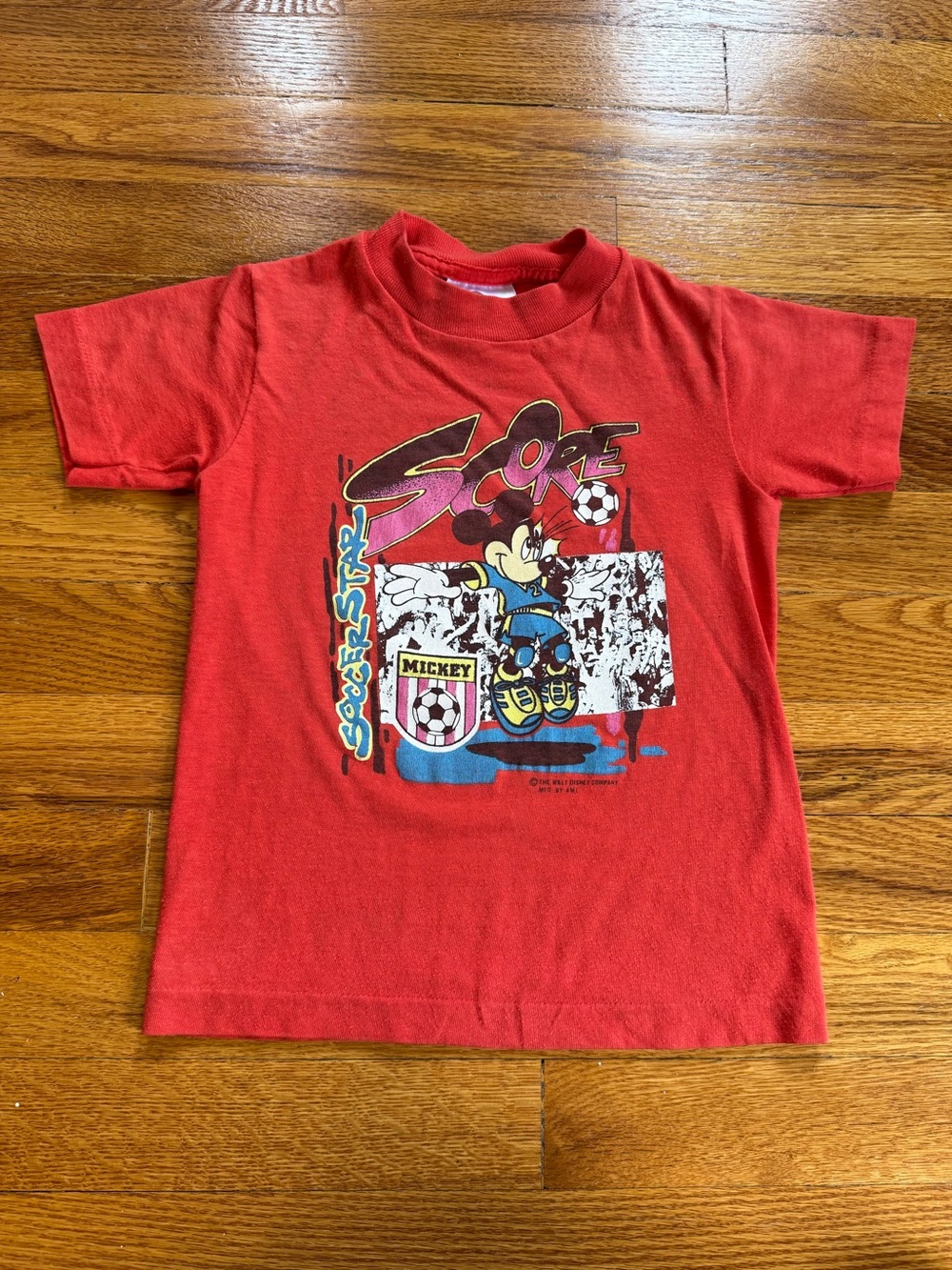 Mickey Soccer Disney Vintage T Shirt Youth 7 Soccer Star Futbol Football RARE